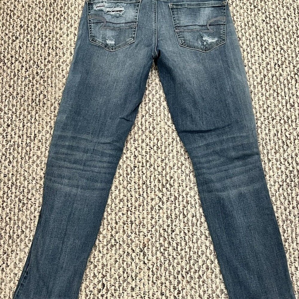 American Eagle AEO Denim Jeans Women's Size 0 Super Stretch Ripped 5 Pockets - Picture 3 of 9